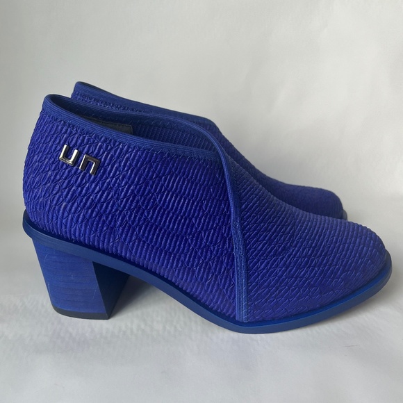 United Nude Fold Blue Marine Python Block Heel Leather Casual Booties 7 - Picture 1 of 15